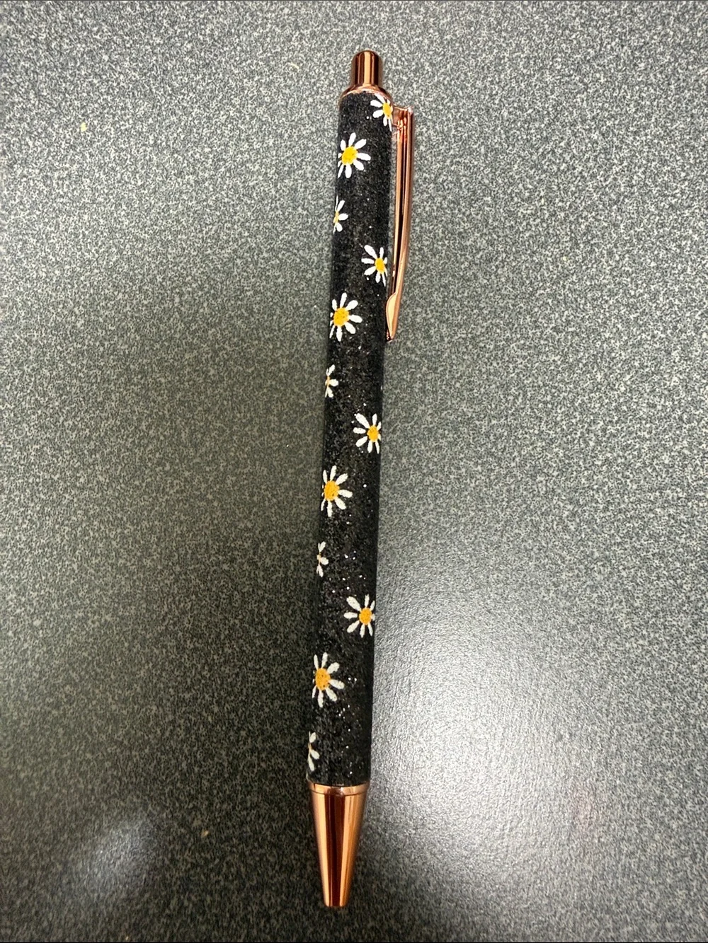 Glitter Daisy Ballpoint Pens - Assorted Colors - Black ink - Set of 6